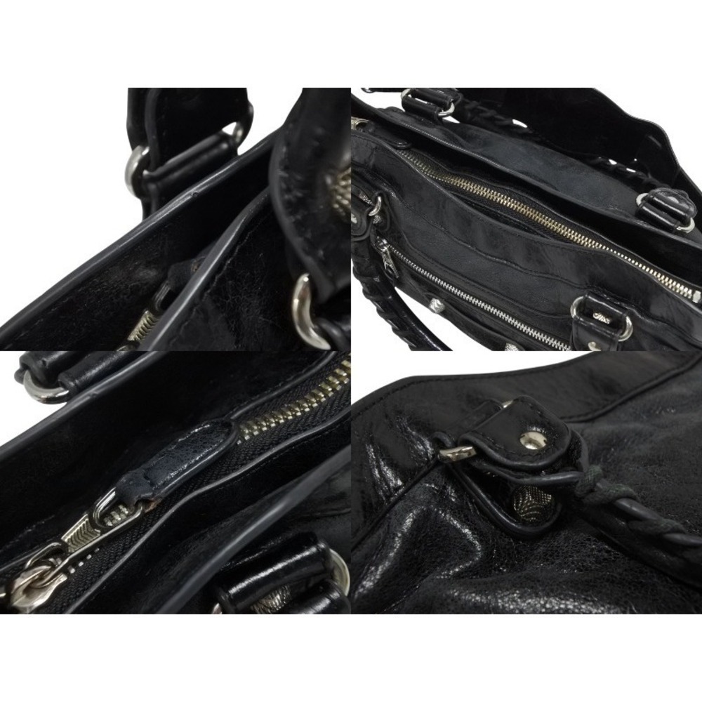 Balenciaga Black Calfskin Leather Shoulder Bag City Handbag The - Picture 6 of 8